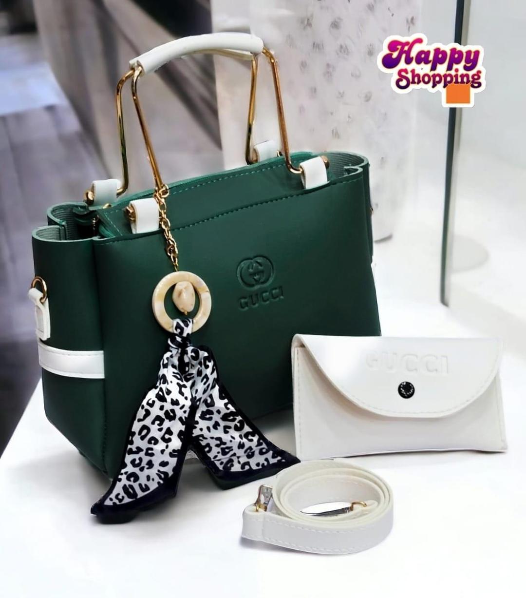 Stylish Women's Hand Bag Set - 2 Pcs Rexine with Plain Pattern
