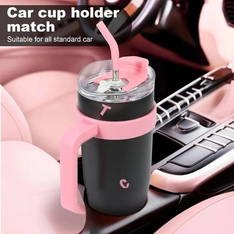 40 OZ Tumbler with Handle and Nozzle Straw Lid, Insulated Reusable Stainless Steel Travel Mug Keeps Drinks Cold up to 34 Hours